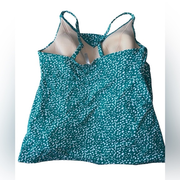 SWIM by Cacique Teal White Print Tankini Top Size 22 - Picture 2 of 5